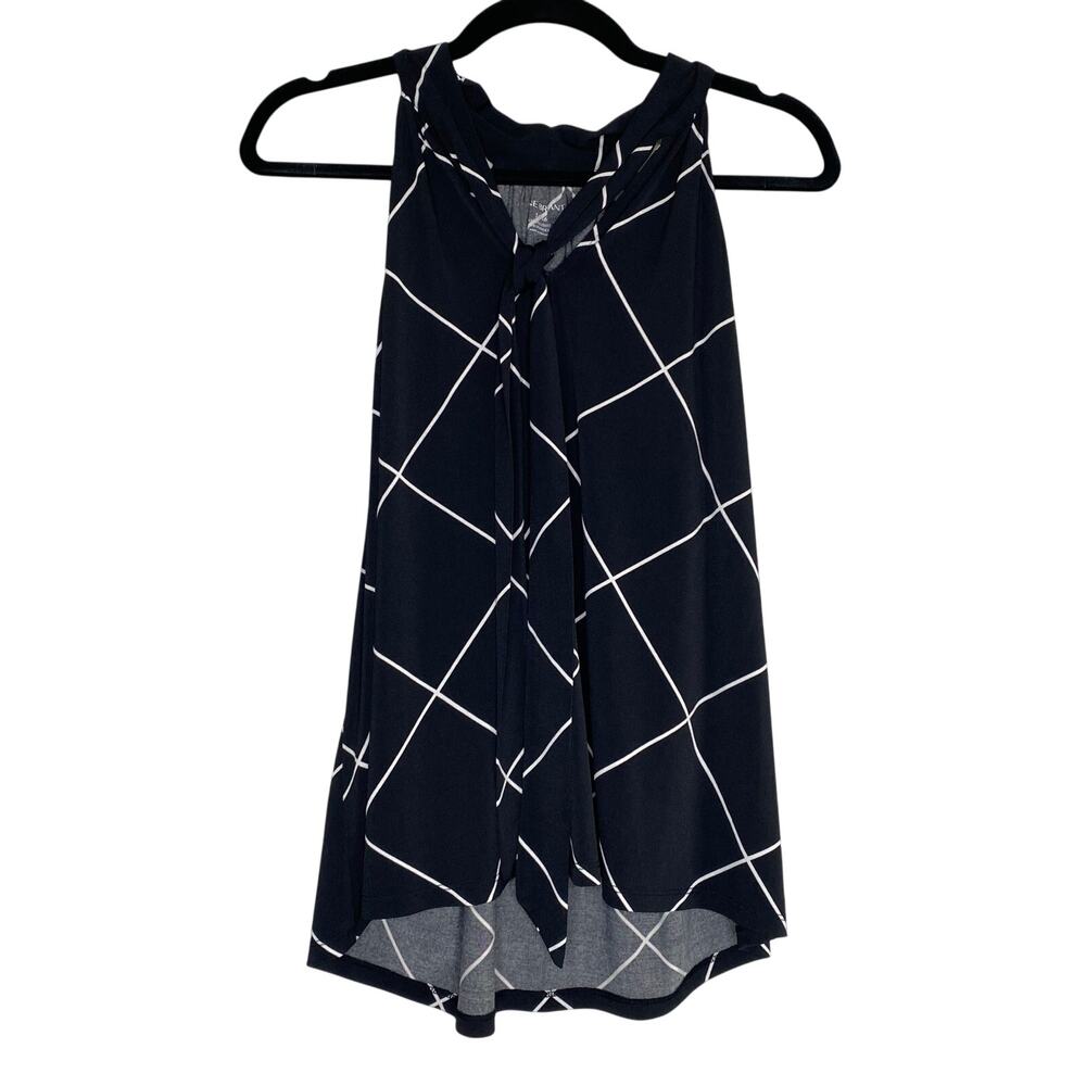 Lane Bryant Black Square Pattern Tie Neck Sleeveless Top Size 14 / 16
